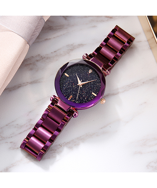 D2梦幻星空石英手表时尚不锈钢表带镶钻女士手表厂家加工定制